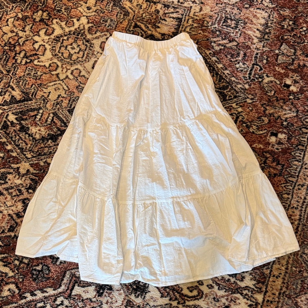 Women’s White Tiered Maxi Skirt